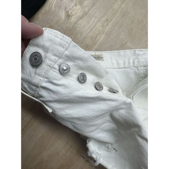 Levi’s 501 Button Fly Off White Jean Shorts W26 Cut Offs - Picture 6 of 6